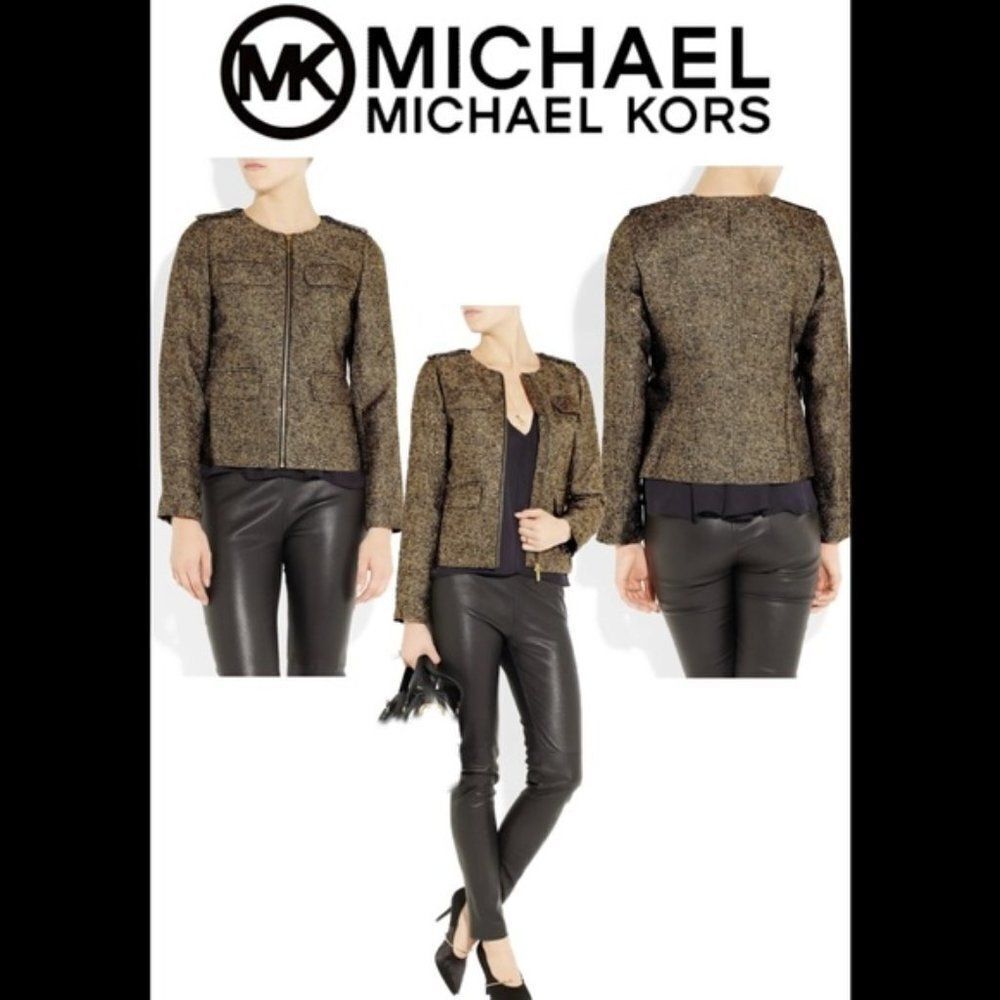 michael KORS Metallic silk-blend tweed jacket Sz12